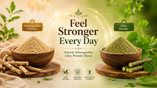 “Feel Stronger Every Day – Natural Ashwagandha Giloy Powder Blend”